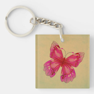Porte-clés Art rose oriental vintage de papillon