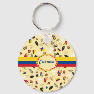 Porte-clés Articles emblématiques de Colombie avec drapeau