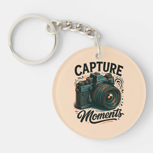 Porte-clés artistique d'appareil photo « Capturez  (Devant)
