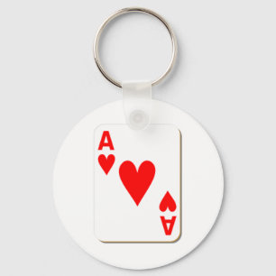 Porte-clés As de carte de jeu de coeurs