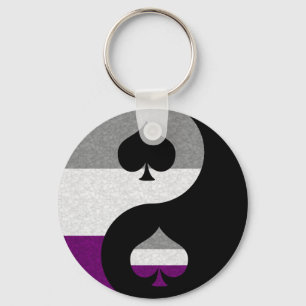 Porte-clés Asexual Pride Yin and Yang Symbol in Pride Flag 
