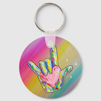 Porte-clés ASL I Love You Heart