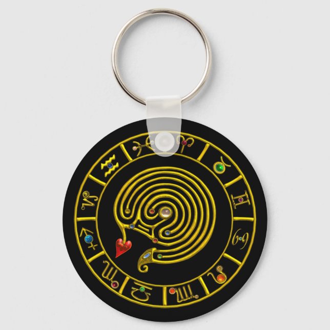 Porte-clés ASTRAL LABYRINTH GOLD ZODIAC CHART Astrologie (Recto)