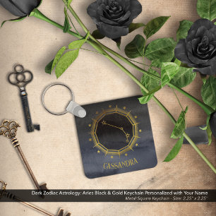 Porte-clés Astrologie Zodiaque foncée : Aries Black Gold Nom