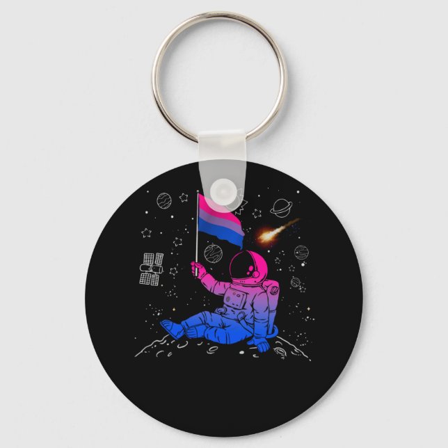 Porte-clés Astronaut Moon Bisexual Flag Espace LGBTQ Gay prid (Recto)