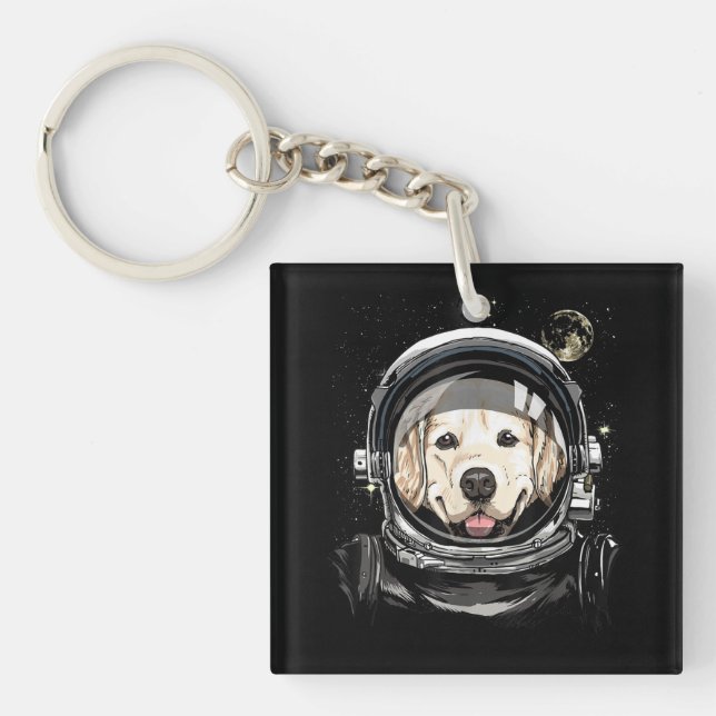 Porte-clés Astronaute De L'Espace Golden Retriever Lover Pet  (Devant)
