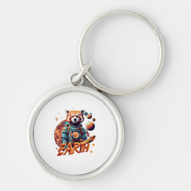 Porte-clés astronaute de panda rouge (Devant)