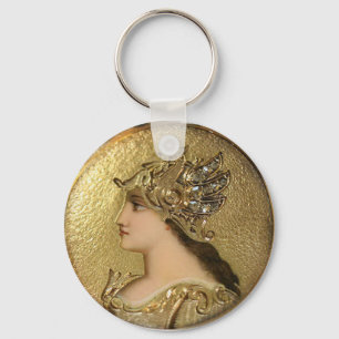 PORTE-CLÉS ATHENA PORTRAIT WITH GOLDEN HELMET AND GRYPHONS
