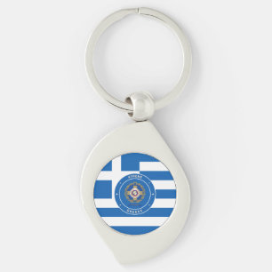 Porte-clés Athènes, Grèce Emblème & Drapeau