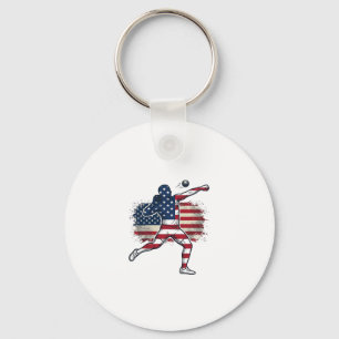 Porte-clés Athlète de lancer de poids patriotique Gravure vin