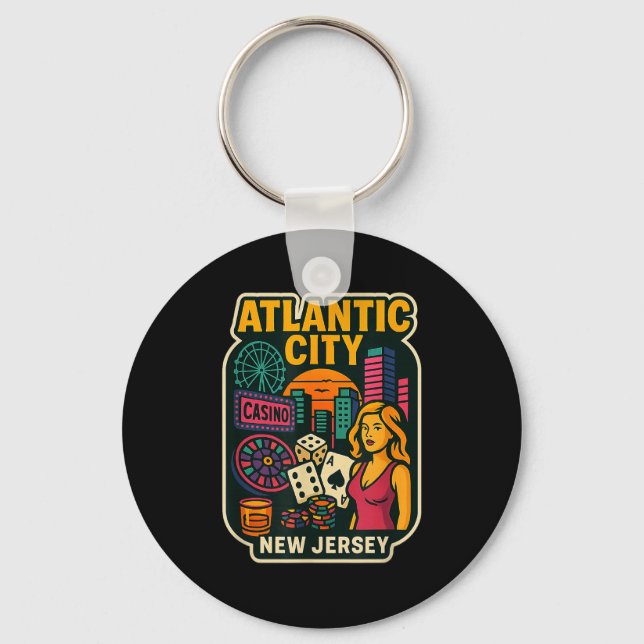 Porte-clés Atlantic City New Jersey Vacation Casino Gaming Ga (Recto)