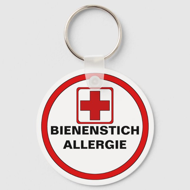 Porte-clés Attention - Allergie aux abeilles (Recto)