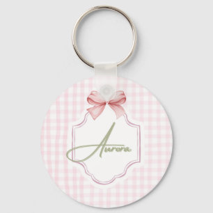 Porte-clés Aurora Personnalisé Bow & En vichy Rose Imprimer