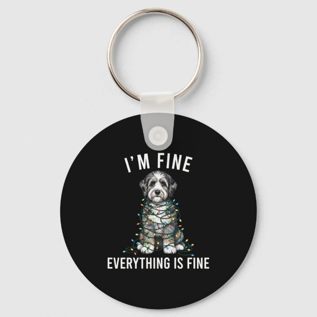 Porte-clés Aussiedoodle Christmas I'm Fine Everything Is Fine (Recto)