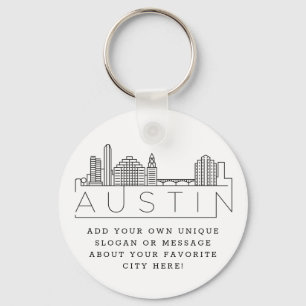 Porte-clés Austin, Texas Styliszed Skyline   Slogan personnal