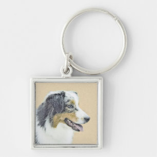 Porte-clés Australian Shepherd Painting - Original Dog Art
