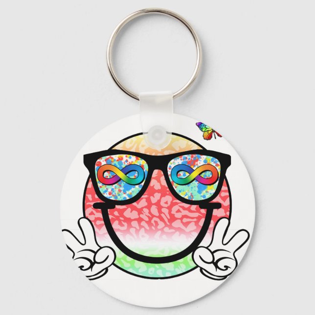 Porte-clés autisme acceptation smiley (2 (Recto)