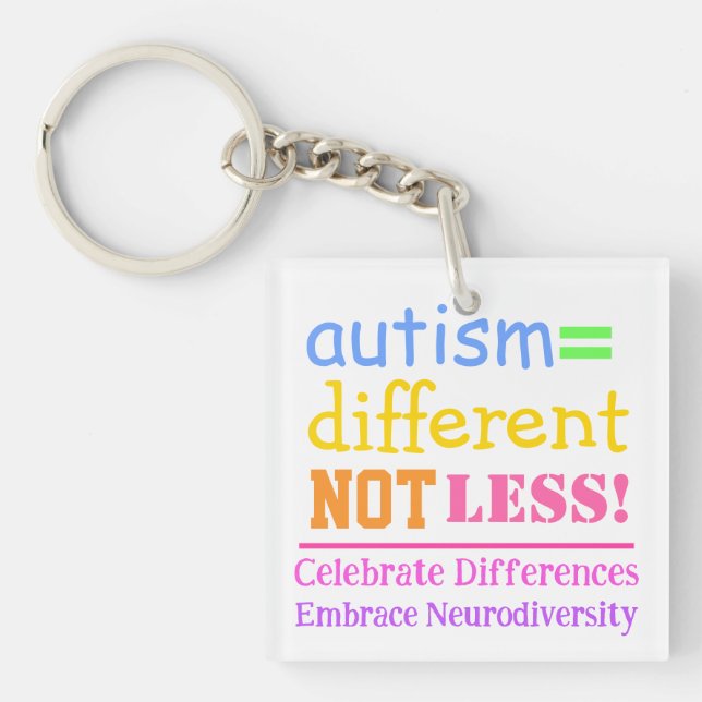 Porte-clés Autisme=Différent Pas Moins Autisme Acrylique Port (Devant)
