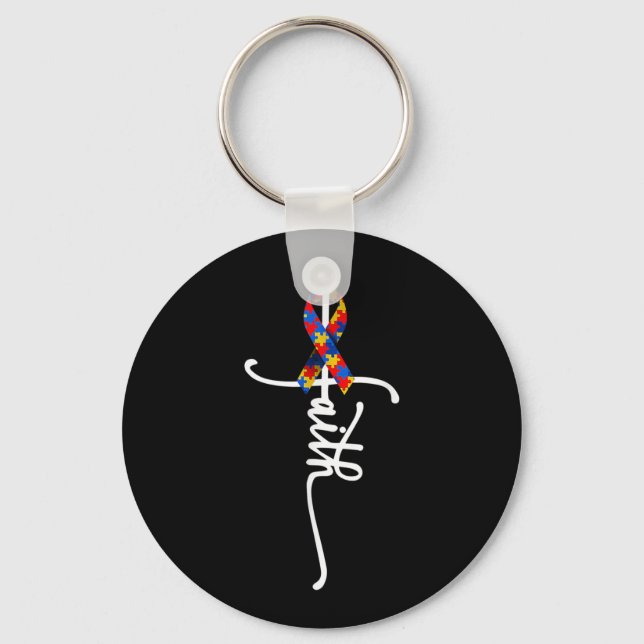 Porte-clés Autisme Foi Croix Autisme Autistique Drôle Autisme (Recto)