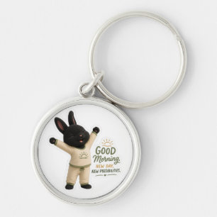 Porte-clés Autocollant de lapin Rex noir mignon pour étiremen