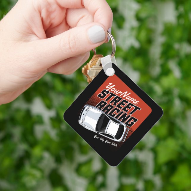 Porte-clés Automobile de course de rue personnalisée  (main)