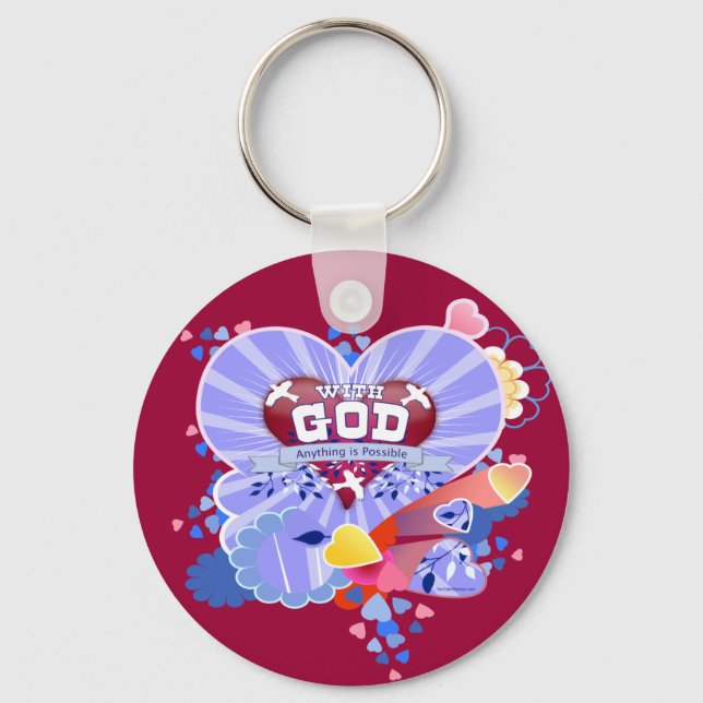 Porte-clés Avec Dieu Coeurs (Recto)
