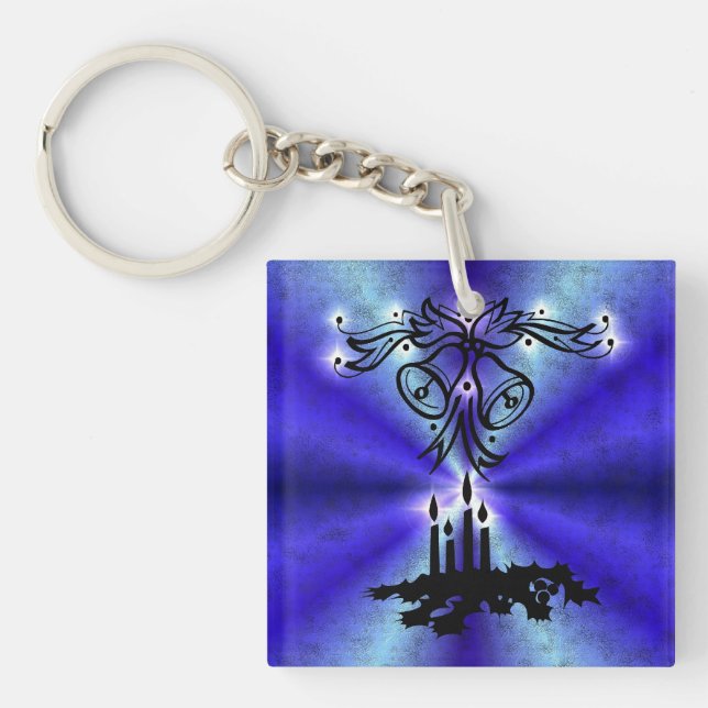 Porte-clés Avent, Artdeco de Noël sur Blue Green Rainbow (Devant)