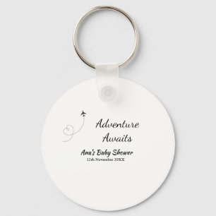 Porte-clés Aventure attend baby shower ajouter nom date plan 