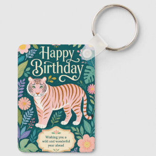 Porte-clés Aventure d'anniversaire de Tigre Rose Sauvage
