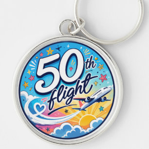 Porte-clés avion de 50e vol souvenir coloré