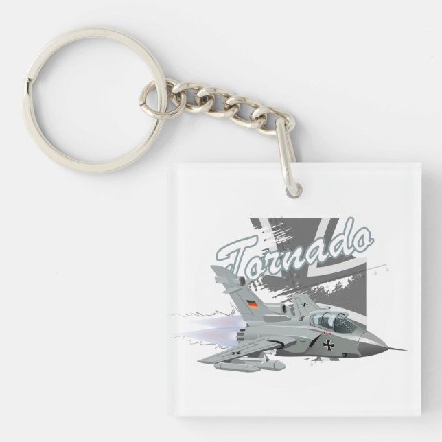 Porte-clés Avion de chasse militaire en dessin animé (Devant)