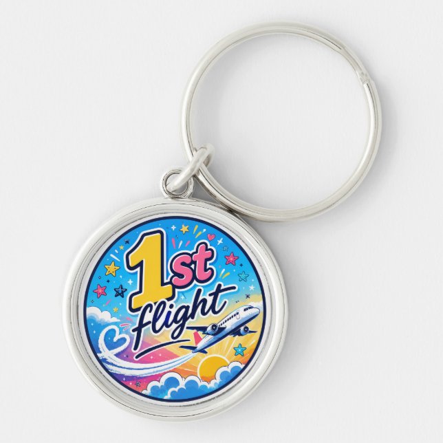 Porte-clés Avion de souvenir de 1er vol coloré (Devant)