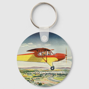 Porte-clés Avion de transport vintage au-dessus des champs ag