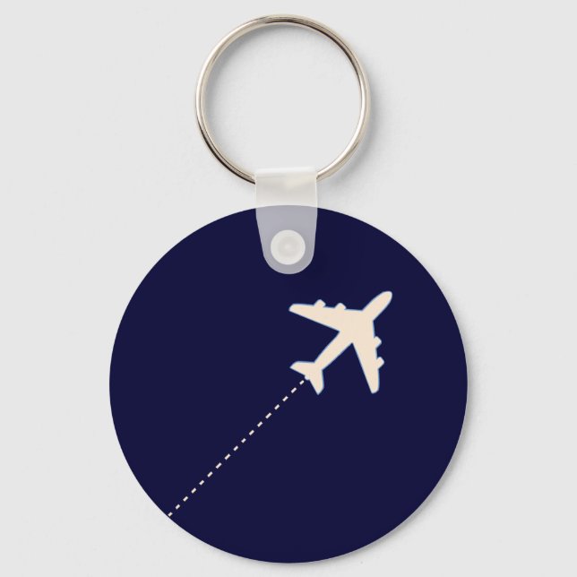 Porte-clés avion de voyage avec ligne pointillée (Recto)