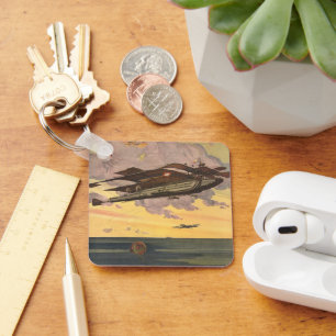 Porte-clés Avion Hydravion Bateau de Science-Fiction Vintage