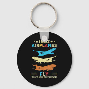 Porte-clés Avion Rétro Battement de Coeur Beau Pilote Cool