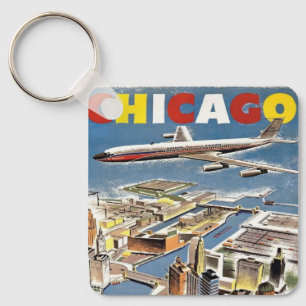 Porte-clés Avion touristique vintage Retro Chicago
