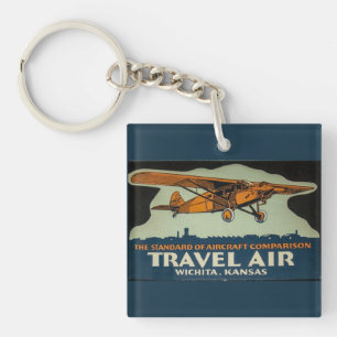 Porte-clés Avion Vintage Travel Air, Wichita la capitale de l