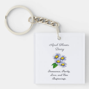 Porte-clés Avril Mois de naissance Fleur Daisy Fresque et Sim