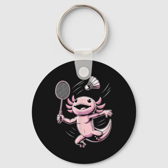Porte-clés Axolotl Playing Badminton Player Shuttle Sport  (Recto)