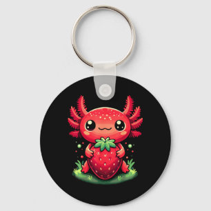Porte-clés Axolotls Mignon Amoureux de Fraise Été Fruit Kawai