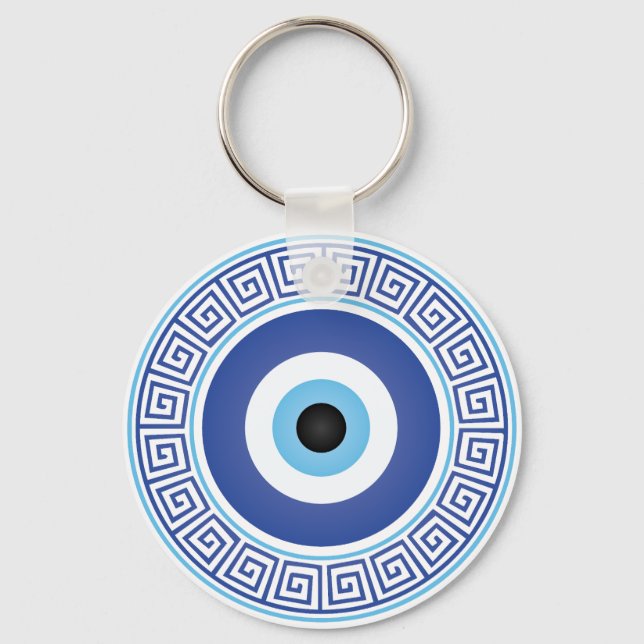 Porte-clés Aztèque Cercle grec Clé Mal Oeil Bleu Bleu (Recto)