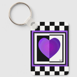 Porte-clés B&W Purple Hearts Beating