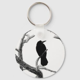 Porte-clés B&W Winter Raven Edgar Allan Poe