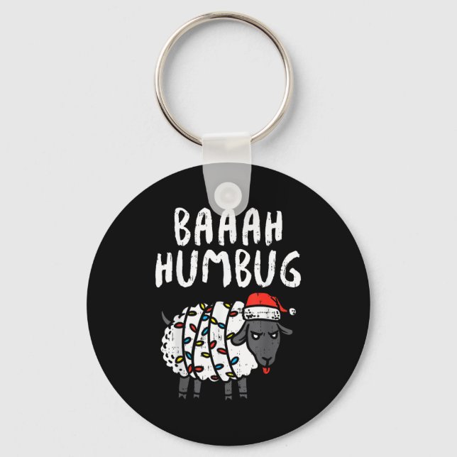 Porte-clés Baaah Humbug Sheep Xmas Lights Funny Anti Christma (Recto)