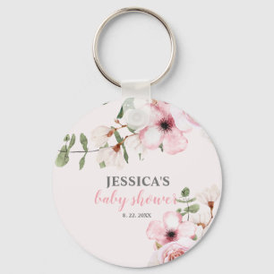 Porte-clés Baby shower floral rose pâle