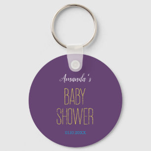 Porte-clés Baby shower minimaliste moderne jaune Indigo clair