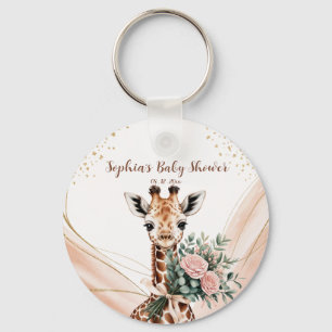Porte-clés Baby shower Safari Giraffe Rose Floral Favoriser