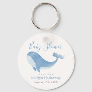 Porte-clés Baby shower Watercolor Blue Whale