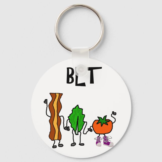 Porte-clés Bacon drôle, laitue et caricature tomate (Recto)
